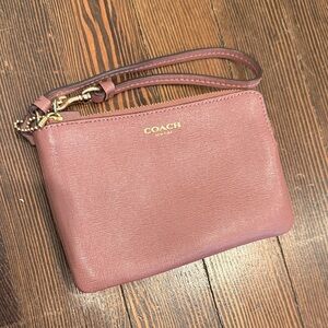 Coach Mauve Wristlet with Gold Accents